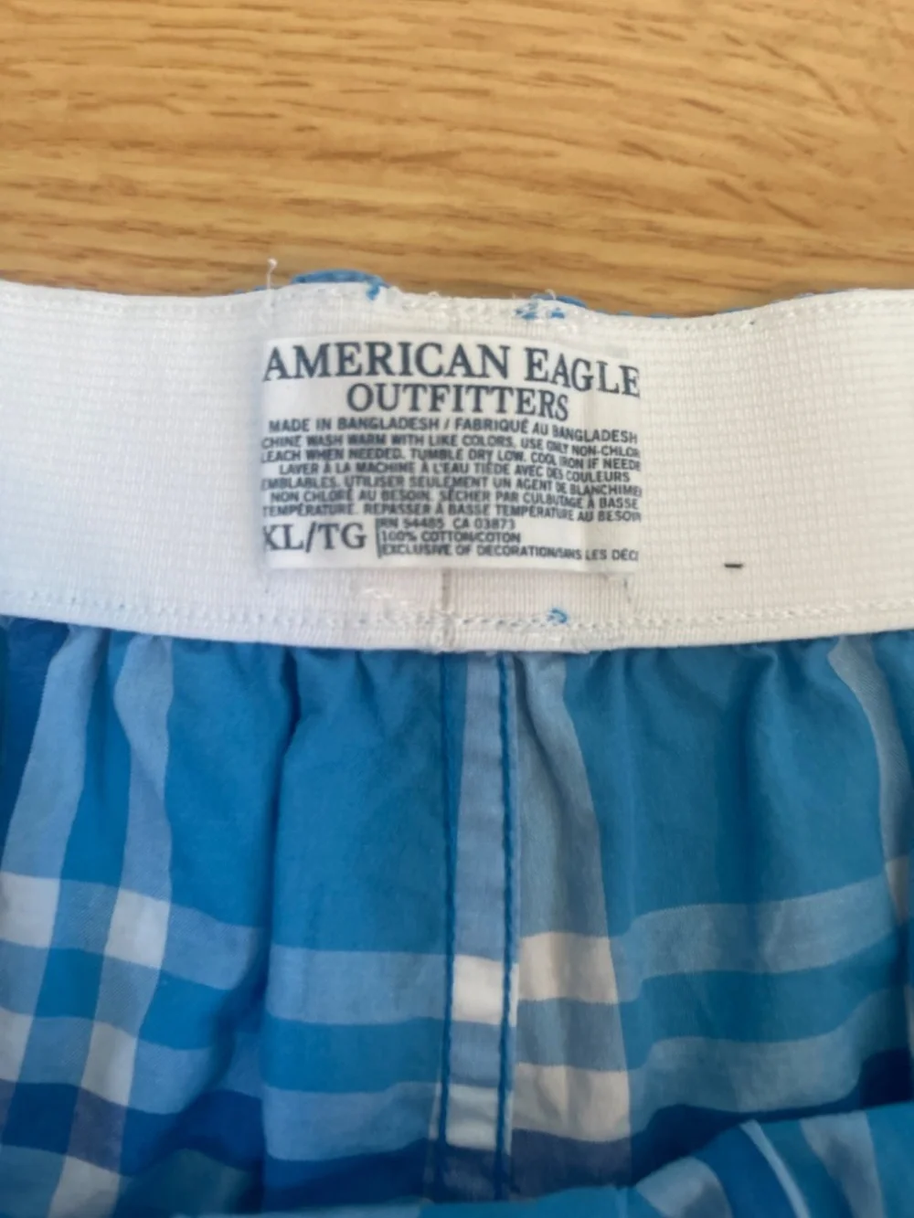 American Eagle Men’s Cotton Blue Plaid Boxer Shorts Size XL